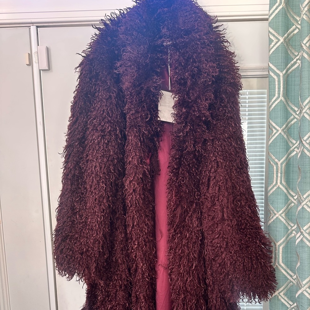 Naked Wardrobe Deep Burgundy Teddy Jacket